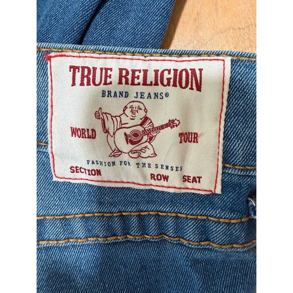 True Religion Ricky Relaxed Straight Jeans Mens 42 Blue Grunge Medium Wash